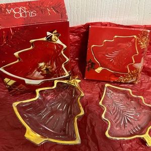Yuletide candy dishes matching pair